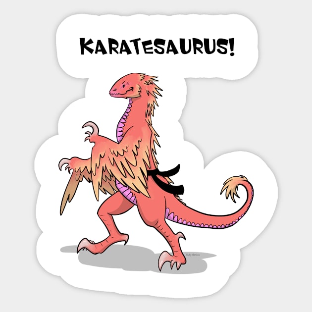 Karatesaurus - orange for bright backgrounds Sticker by RubyMarleen